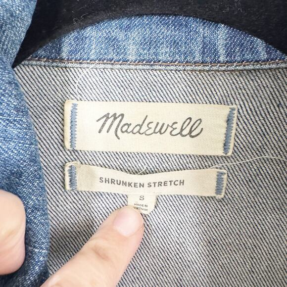 Madewell The Shrunken Stretch Jean Denim Jacket Classic Style Layering Blue S - Picture 4 of 15